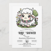Elegante Pastel Sheep Baby Dusche Einladung (Vorne/Hinten)