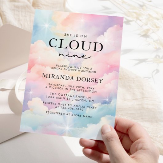 Elegante Pastel, sie ist auf Cloud Nine Brautparty Einladung