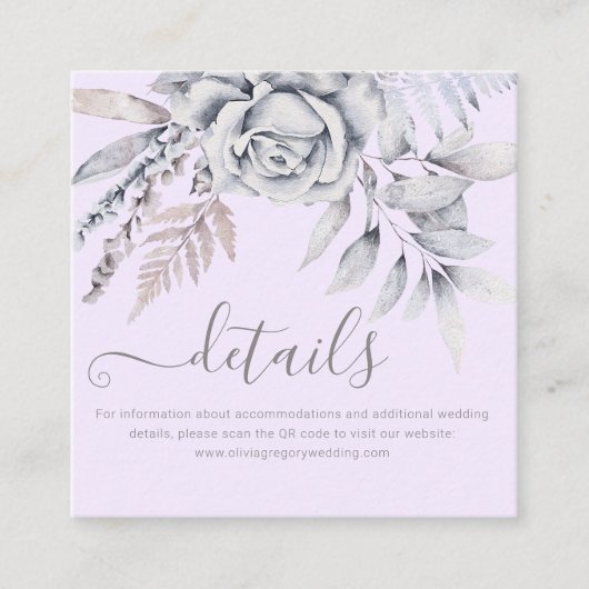 Elegante Pastel Spring Blume QR Wedding Details Begleitkarte (Vorderseite)