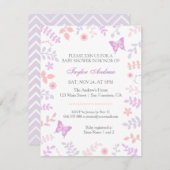 Elegante Pastel Spring Floral Butterfly Babydusche Einladung (Vorne/Hinten)