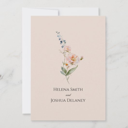 Elegante Pastel Spring Floral Wedding Card Einladung (Rückseite)