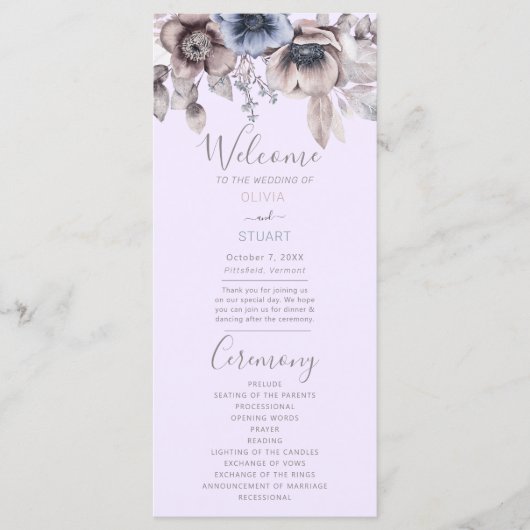 Elegante Pastel Spring Watercolor Blume Hochzeit Programm (Vorderseite)