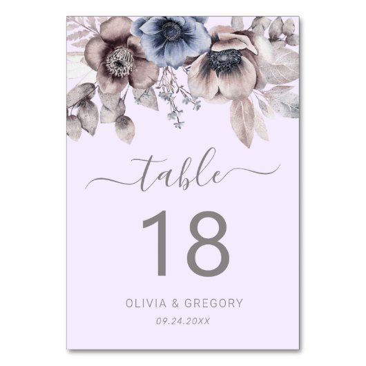 Elegante Pastel Spring Watercolor Blume Hochzeit Tischnummer (Vorderseite)