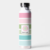 Elegante Pastel Streifen Mit Monogramm Trinkflasche (Links)