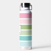 Elegante Pastel Streifen Mit Monogramm Trinkflasche (Rückseite)