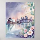 Elegante Pastel Sydney Skyline Aquarell Print Poster (Vorne)