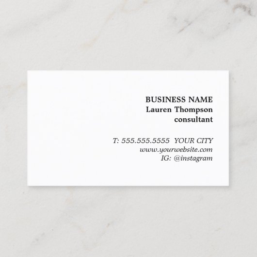 Elegante Pastel Texture White Pastel Consultant Visitenkarte (Rückseite)