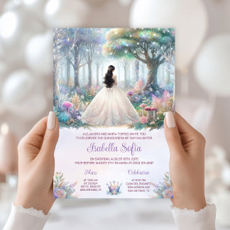 Elegante Pastel verzauberter Wald Quinceañera Einladung