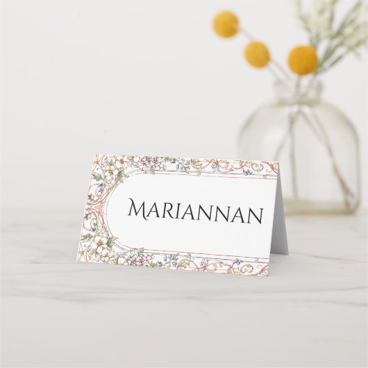 Elegante Pastel Vintag Floral Wedding Platzkarte (Vorderseite)