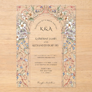 Elegante Pastel Vintager Blumenstrauß Acryleinladungen