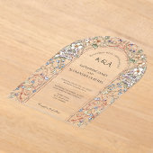 Elegante Pastel Vintager Blumenstrauß Acryleinladungen (Ablage )