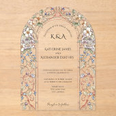 Elegante Pastel Vintager Blumenstrauß Acryleinladungen (Vorderseite)