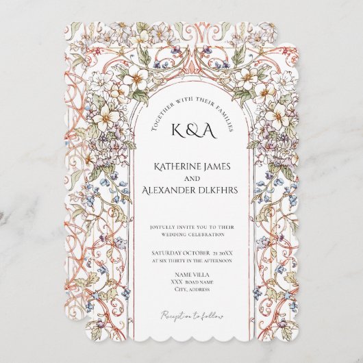 Elegante Pastel Vintager Blumenstrauß Einladung (Vorne/Hinten)
