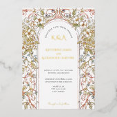 Elegante Pastel Vintager Blumenstrauß Folieneinladung (Vorderseite)