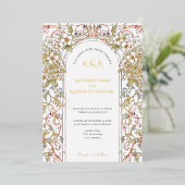 Elegante Pastel Vintager Blumenstrauß Folieneinladung (Stehend vorne)