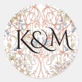 Elegante Pastel Vintager Blumenstrauß Runder Aufkleber (Vorderseite)