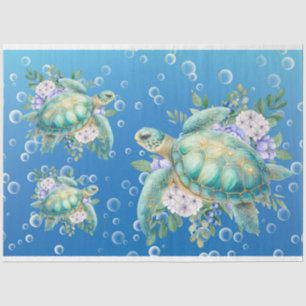 Elegante Pastel Wasserfarbe Meeresschildkröte Deko Seidenpapier