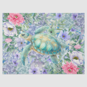 Elegante Pastel Wasserfarbe Meeresschildkröte Deko Seidenpapier