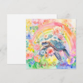 Elegante Pastel Wasserfarbene Meeresschildkröte Dankeskarte (Vorne/Hinten)