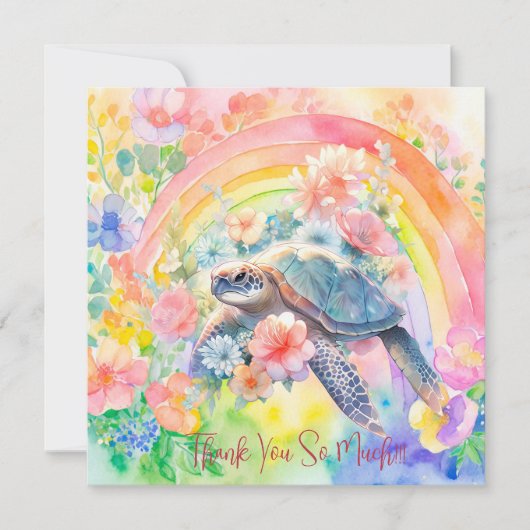 Elegante Pastel Wasserfarbene Meeresschildkröte Dankeskarte (Vorderseite)