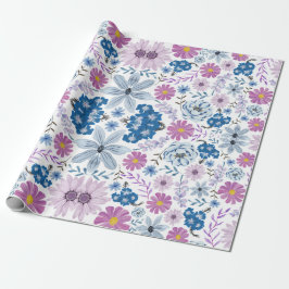 Elegante Pastel Watercolor Blossom Textil Style Geschenkpapier