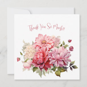Elegante Pastel Watercolor Blume Danke Karte