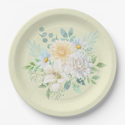 Elegante Pastel Watercolor Blume Pappteller (Vorderseite)