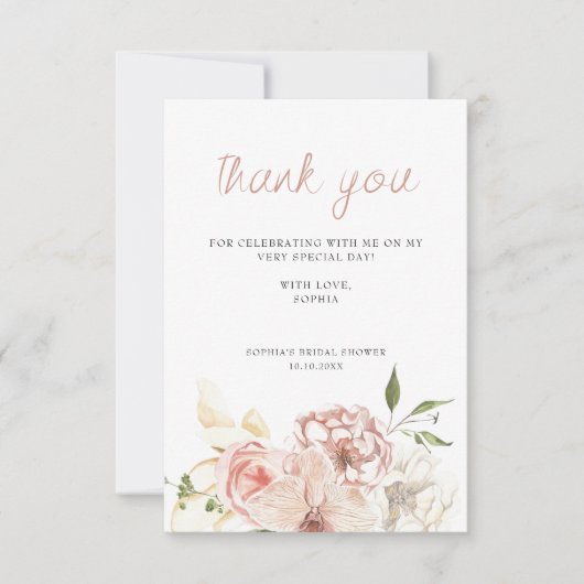 Elegante Pastel Watercolor Dankeskarte (Vorderseite)