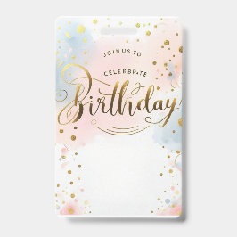 Elegante Pastel Watercolor & Gold Confetti Geburts Ausweis