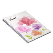Elegante Pastel Watercolor Handgemalte Blume Notizblock (Rechte Seite)