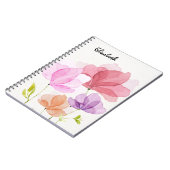 Elegante Pastel Watercolor Handgemalte Blume Notizblock (Linke Seite)