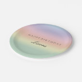 Elegante Pastel Watercolor Happy Birthday Party Pappteller (Schrägansicht)