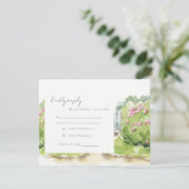 Elegante Pastel Watercolor Hütte Garden RSVP Karte (Stehend Vorderseite)
