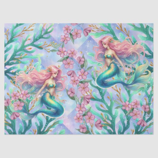 Elegante Pastel Watercolor Mermaids Decoupage Seidenpapier (Vorderseite)