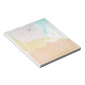 Elegante Pastel Watercolor Mit Monogramm Notizblock (angewinkelt)