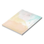 Elegante Pastel Watercolor Mit Monogramm Notizblock (Rotiert)