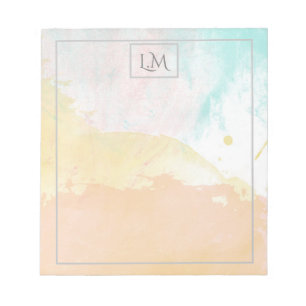 Elegante Pastel Watercolor Mit Monogramm Notizblock