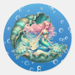 Elegante Pastel Watercolor Sea Turtle Classic Rund Runder Aufkleber