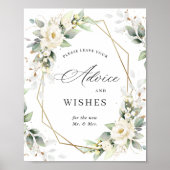 Elegante Pastel White Roses Beratung & Wünsche Poster (Vorne)