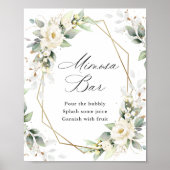 Elegante Pastel White Roses Eucalyptus Mimosa Bar Poster (Vorne)