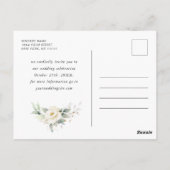 Elegante Pastel White Roses Wedding Save the Date Postkarte (Rückseite)