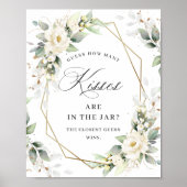 Elegante Pastel White Roses Wie viele Kisses Poster (Vorne)