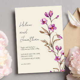 Elegante Pastel Wildblume Boho Wedding Einladung
