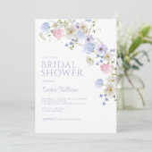 Elegante Pastel Wildblume Bridal Dusche Einladung (Stehend Vorderseite)