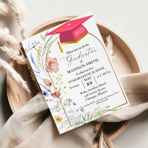 Elegante Pastel Wildblume Garden Graduation Party Einladung