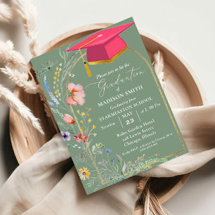 Elegante Pastel Wildblume Garden Graduation Party Einladung