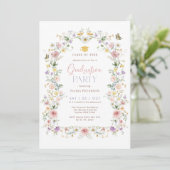 Elegante Pastel Wildblume Garden Graduation Party Einladung (Stehend Vorderseite)