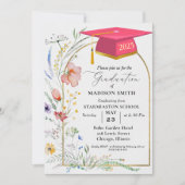 Elegante Pastel Wildblume Garden Graduation Party Einladung (Vorderseite)