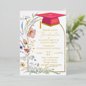Elegante Pastel Wildblume Garden Graduation Party Folieneinladung (Stehend vorne)