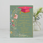 Elegante Pastel Wildblume Garden Graduation Party Folieneinladung (Stehend vorne)